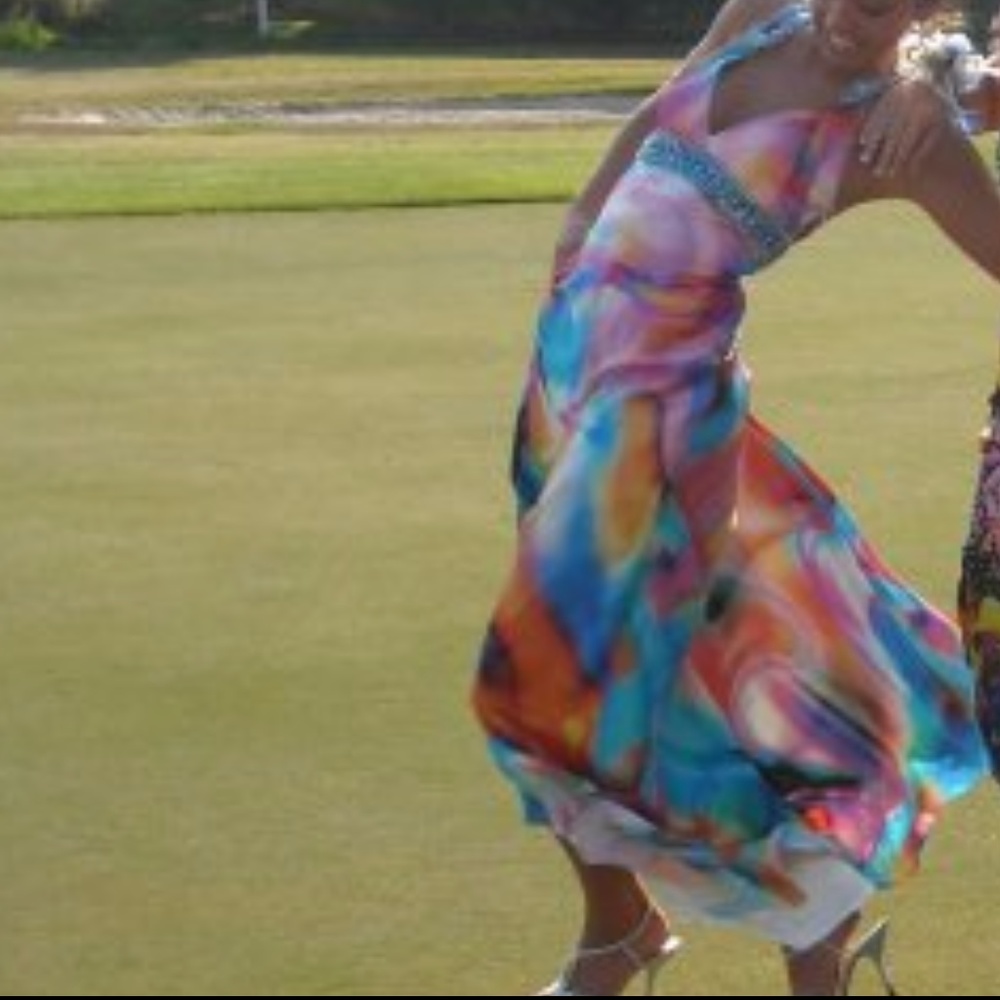 Multi Colored cross back La Femme Size 00